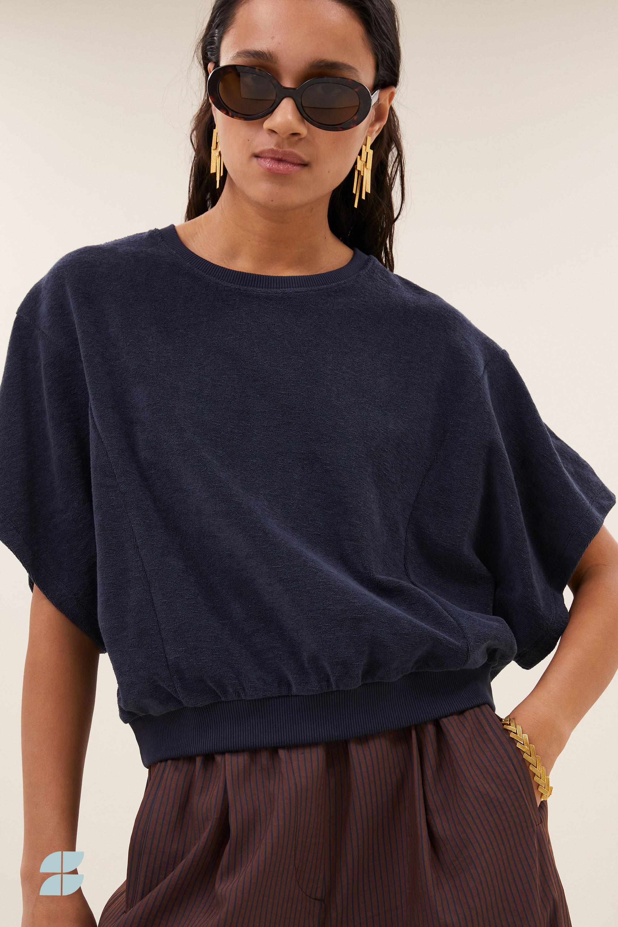 By-Bar Nuki Slub Top Midnight Damen Shirt Bio-Baumwolle dunkelblau